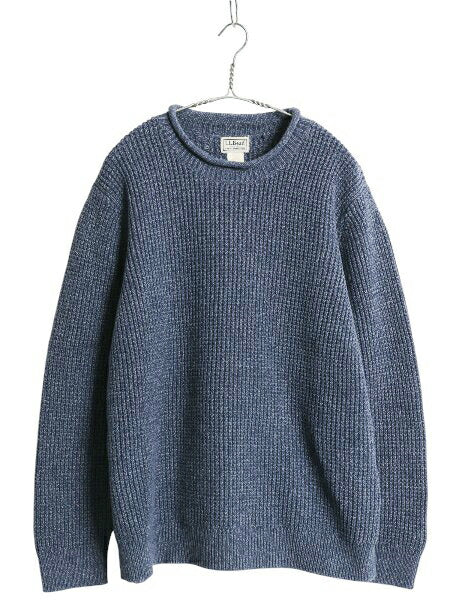 エルエルビーン ロールネック ニット セーター メンズ XL 古着 オーガニック コットン リブ編み チャンキー ハイネック 無地 大きいサイズ