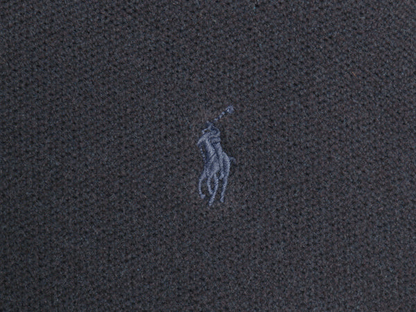 ポロ ラルフローレン 鹿の子 スウェット メンズ L / 古着 コットン クルーネック ミドルウェイト ワンポイント ポニー 刺繍 無地 ネイビー