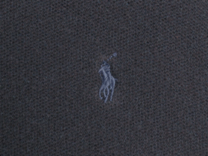 ポロ ラルフローレン 鹿の子 スウェット メンズ L / 古着 コットン クルーネック ミドルウェイト ワンポイント ポニー 刺繍 無地 ネイビー