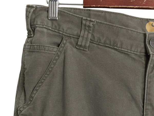 US企画 カーハート キャンバス カーゴ ショートパンツ メンズ 33 / ワーク ショーツ 短パン ストレッチ コットン ダック シンプル カーキ