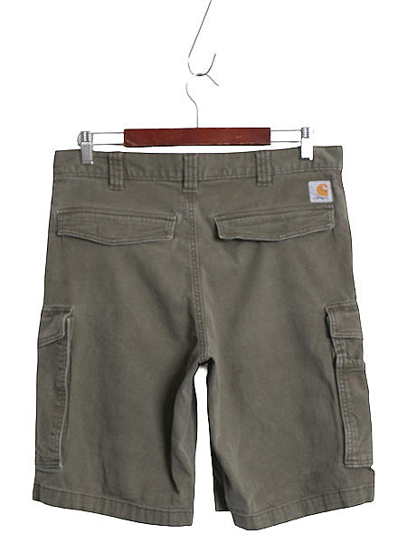 US企画 カーハート キャンバス カーゴ ショートパンツ メンズ 33 / ワーク ショーツ 短パン ストレッチ コットン ダック シンプル カーキ