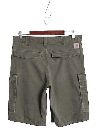 US企画 カーハート キャンバス カーゴ ショートパンツ メンズ 33 / ワーク ショーツ 短パン ストレッチ コットン ダック シンプル カーキ