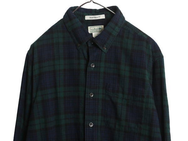 エルエルビーン 長袖 ボタンダウン フランネル シャツ メンズ M / アウトドア コットン 長袖シャツ ネルシャツ ブラックウォッチ チェック