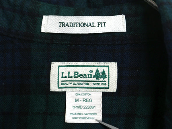 エルエルビーン 長袖 ボタンダウン フランネル シャツ メンズ M / アウトドア コットン 長袖シャツ ネルシャツ ブラックウォッチ チェック