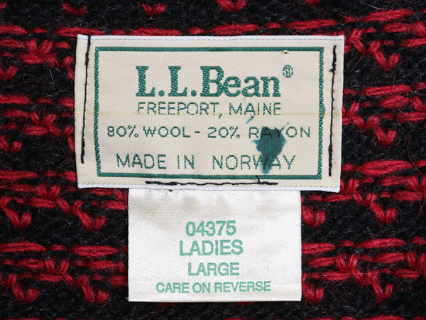 80s ノルウェー製 ★ エルエルビーン バーズアイ ニット セーター レディース L メンズ M 程/ 古着 ヴィンテージ ウール ノルディック 総柄