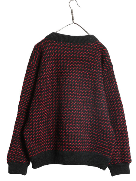80s ノルウェー製 ★ エルエルビーン バーズアイ ニット セーター レディース L メンズ M 程/ 古着 ヴィンテージ ウール ノルディック 総柄