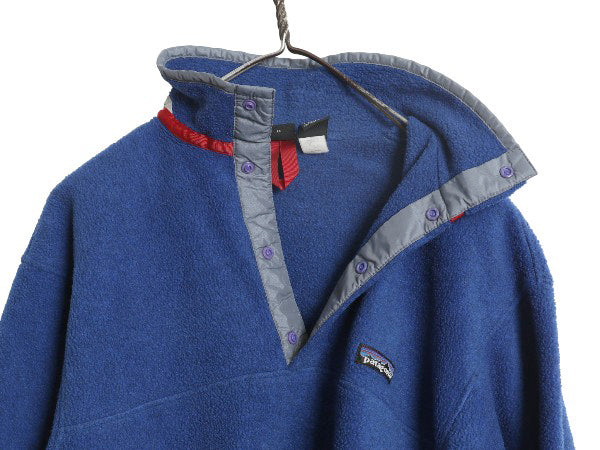 00s パタゴニア ライトウェイト シンチラ スナップT キッズ XL レディース S 程 オールド 02年製 プルオーバー フリース ジャケット ブルー