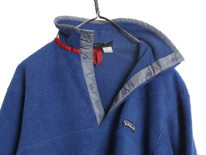 00s パタゴニア ライトウェイト シンチラ スナップT キッズ XL レディース S 程 オールド 02年製 プルオーバー フリース ジャケット ブルー