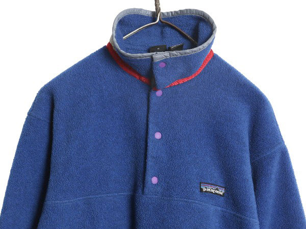 00s パタゴニア ライトウェイト シンチラ スナップT キッズ XL レディース S 程 オールド 02年製 プルオーバー フリース ジャケット ブルー