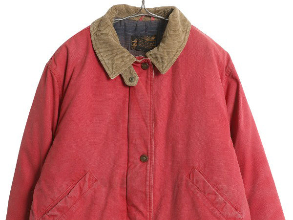 80s 90s エディ―バウアー コットン ダウン ジャケット レディース M 古着 ヴィンテージ 黒タグ ハンティング フィールド ハーフ コート 赤