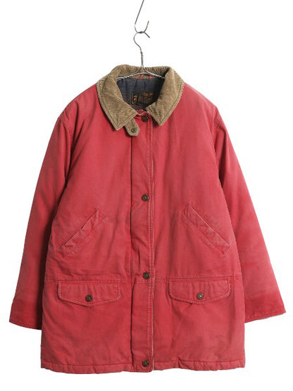 80s 90s エディ―バウアー コットン ダウン ジャケット レディース M 古着 ヴィンテージ 黒タグ ハンティング フィールド ハーフ コート 赤