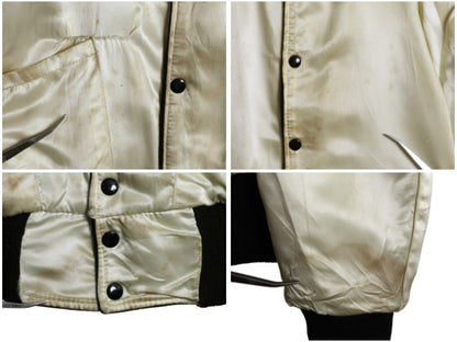 60s ★ ウール リバーシブル スタジャン メンズ M 程/ ヴィンテージ サガラ ワッペン 襟付き アワード ジャケット ブルゾン モノトーン 黒