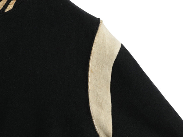 60s ★ ウール リバーシブル スタジャン メンズ M 程/ ヴィンテージ サガラ ワッペン 襟付き アワード ジャケット ブルゾン モノトーン 黒