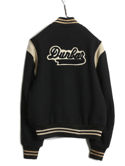 60s ★ ウール リバーシブル スタジャン メンズ M 程/ ヴィンテージ サガラ ワッペン 襟付き アワード ジャケット ブルゾン モノトーン 黒