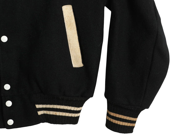 60s ★ ウール リバーシブル スタジャン メンズ M 程/ ヴィンテージ サガラ ワッペン 襟付き アワード ジャケット ブルゾン モノトーン 黒