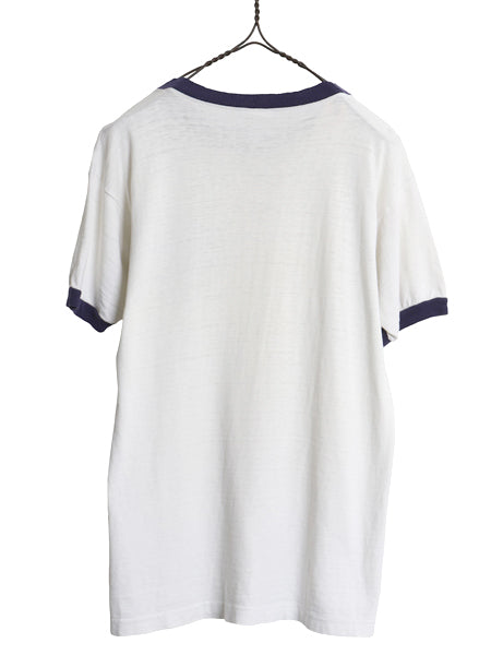 60s ランタグ ★ チャンピオン 染込み カレッジ プリント リンガー Tシャツ メンズ M 小さめ S 程/ ヴィンテージ USA製 100% コットン 白
