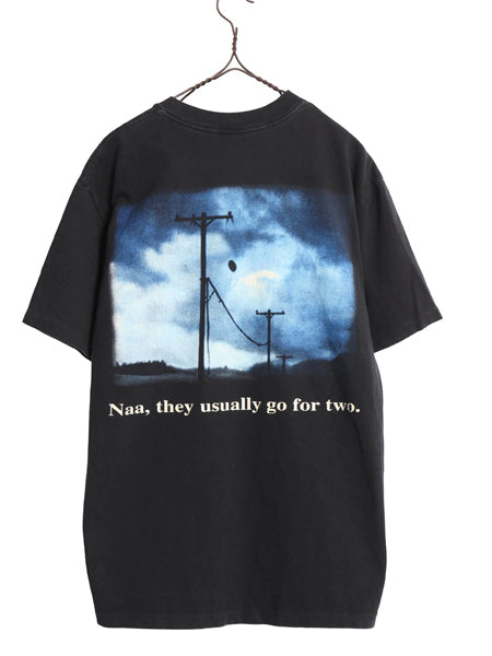 90s USA製 ★ バドワイザー アメフト イラスト プリント Tシャツ メンズ L 古着 オールド ビール 当時物 企業物 アニマル キャラクター 黒
