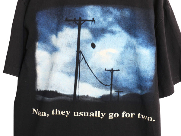 90s USA製 ★ バドワイザー アメフト イラスト プリント Tシャツ メンズ L 古着 オールド ビール 当時物 企業物 アニマル キャラクター 黒