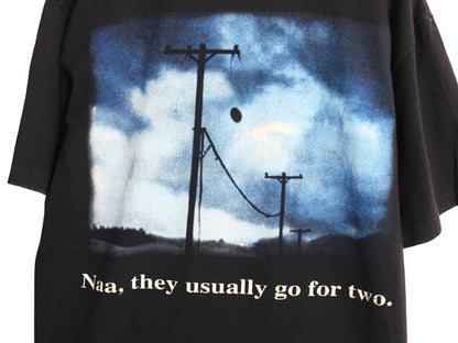 90s USA製 ★ バドワイザー アメフト イラスト プリント Tシャツ メンズ L 古着 オールド ビール 当時物 企業物 アニマル キャラクター 黒