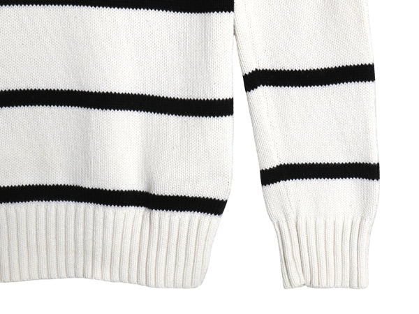 00s ポロ ラルフローレン ハーフジップ コットン ニット セーター キッズ XL レディース S オールド ハイネック ボーダー リブ編み ポニー