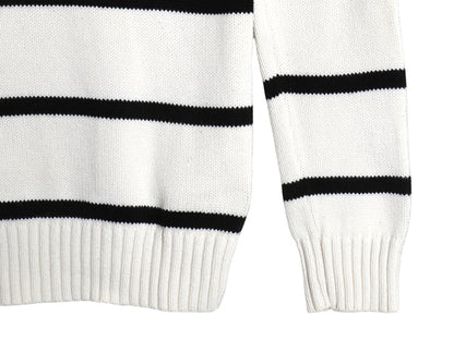00s ポロ ラルフローレン ハーフジップ コットン ニット セーター キッズ XL レディース S オールド ハイネック ボーダー リブ編み ポニー