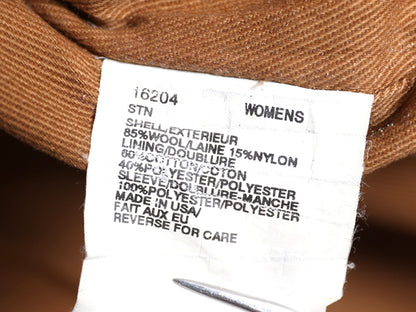 90s USA製 ウールリッチ ウール ラグ ジャケット レディース L / オールド ネイティブ マルチカラー ボーダー カバーオール 襟 本革 レザー