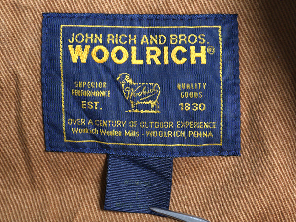 90s USA製 ウールリッチ ウール ラグ ジャケット レディース L / オールド ネイティブ マルチカラー ボーダー カバーオール 襟 本革 レザー