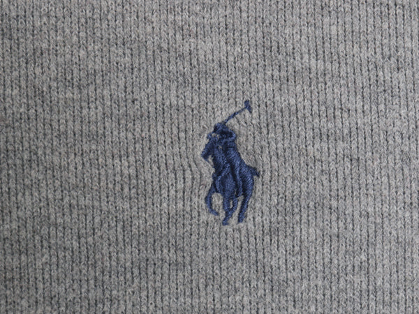 ポロ ラルフローレン ハーフジップ スウェット メンズ L プルオーバー コットン ニット ストレッチ ワンポイント ポニー刺繍 ハイネック 灰