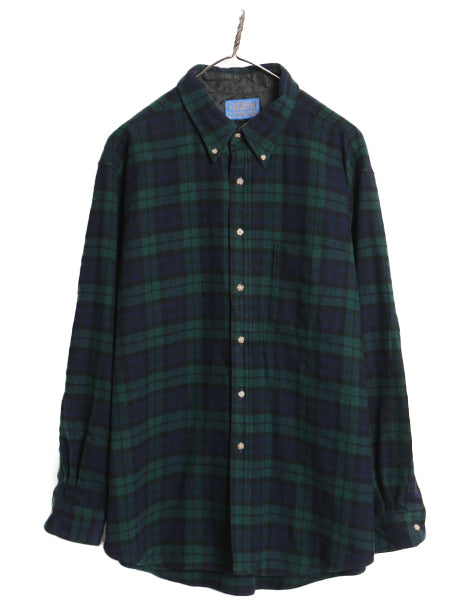 80s USA製 ペンドルトン チェック ボタンダウン シャツ メンズ XL / ヴィンテージ 長袖シャツ ブラックウォッチ ポケット付き 大きいサイズ