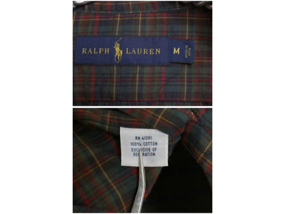 ラルフローレン チェック 長袖 ボタンダウン シャツ メンズ M 古着 ポロ コットン ワイシャツ ワンポイント 薄手 マルチカラー カジュアル