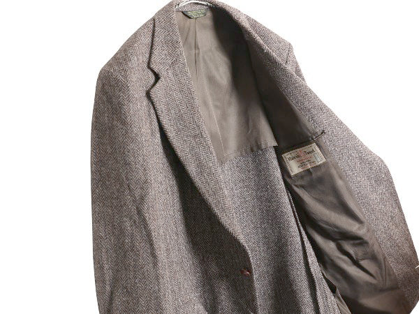 80s USA製 ハリスツイード テーラード ジャケット メンズ XL 程 ヴィンテージ ブレザー ウール ツイード ヘリンボーン ストライプ トラッド