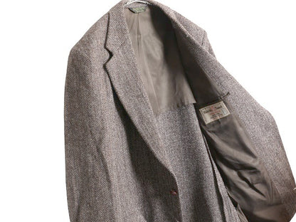 80s USA製 ハリスツイード テーラード ジャケット メンズ XL 程 ヴィンテージ ブレザー ウール ツイード ヘリンボーン ストライプ トラッド