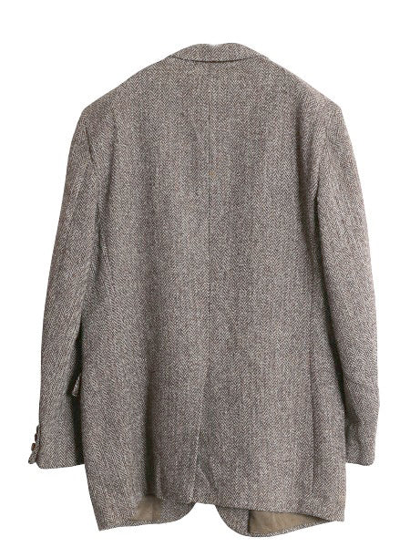 80s USA製 ハリスツイード テーラード ジャケット メンズ XL 程 ヴィンテージ ブレザー ウール ツイード ヘリンボーン ストライプ トラッド