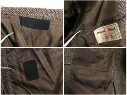 80s USA製 ハリスツイード テーラード ジャケット メンズ XL 程 ヴィンテージ ブレザー ウール ツイード ヘリンボーン ストライプ トラッド