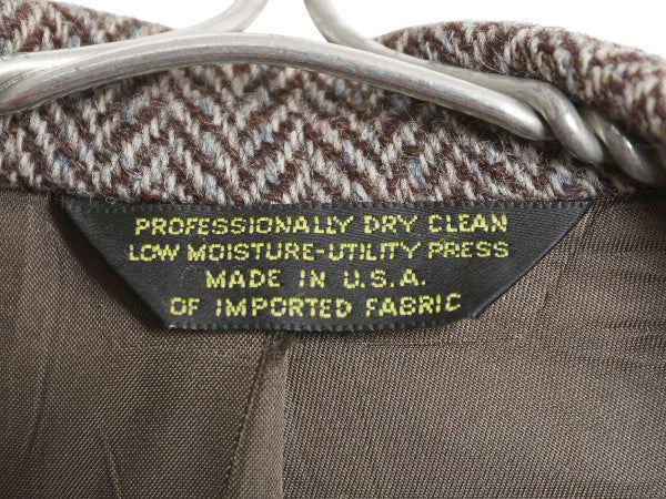 80s USA製 ハリスツイード テーラード ジャケット メンズ XL 程 ヴィンテージ ブレザー ウール ツイード ヘリンボーン ストライプ トラッド