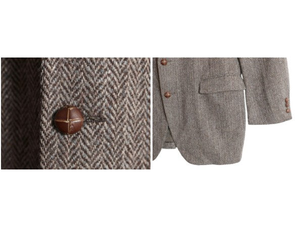 80s USA製 ハリスツイード テーラード ジャケット メンズ XL 程 ヴィンテージ ブレザー ウール ツイード ヘリンボーン ストライプ トラッド