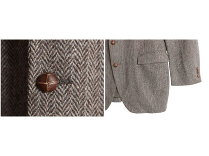 80s USA製 ハリスツイード テーラード ジャケット メンズ XL 程 ヴィンテージ ブレザー ウール ツイード ヘリンボーン ストライプ トラッド