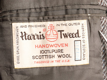 80s USA製 ハリスツイード テーラード ジャケット メンズ XL 程 ヴィンテージ ブレザー ウール ツイード ヘリンボーン ストライプ トラッド