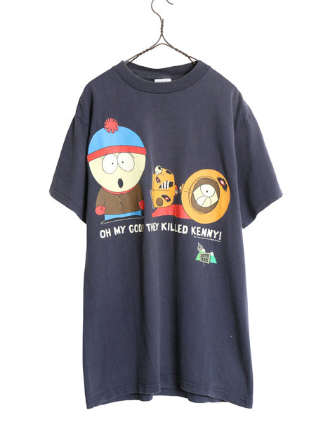 90s ★ サウスパーク キャラクター イラスト プリント Tシャツ メンズ XL / 古着 オフィシャル 当時物 オールド アニメ ヘビーウェイト 紺