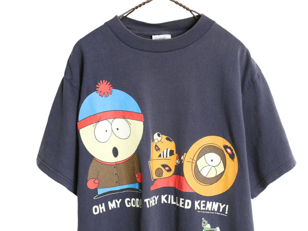 90s ★ サウスパーク キャラクター イラスト プリント Tシャツ メンズ XL / 古着 オフィシャル 当時物 オールド アニメ ヘビーウェイト 紺