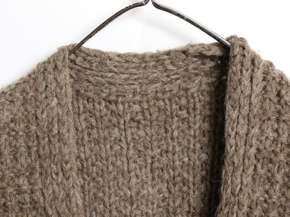 ノルディック ウール ニット ベスト レディース XL 程/ ハンドメイド 手編み カウチン セーター 前開き 重ね着 ローゲージ 大きいサイズ