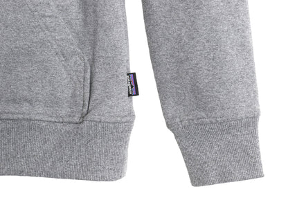 パタゴニア プリント スウェット フード パーカー メンズ S 18年製 トレーナー プルオーバー ストレッチ 裏起毛 フィッツロイ ベア グレー