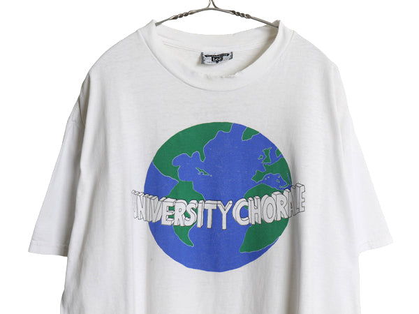 90s USA製 地球 イラスト 両面 プリント Tシャツ メンズ XL / オールド アート グラフィック カレッジ ツアー ヘビーウェイト 大きいサイズ