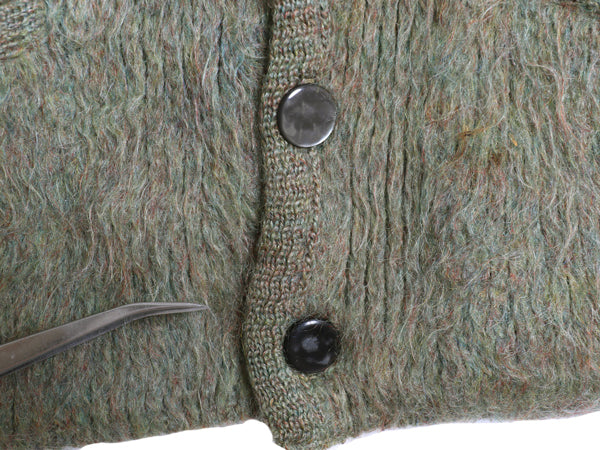 60s ★ ウール シャギー ニット カーディガン メンズ レディース S / 古着 ヴィンテージ セーター 毛長 前開き グランジ ポケット付き 無地