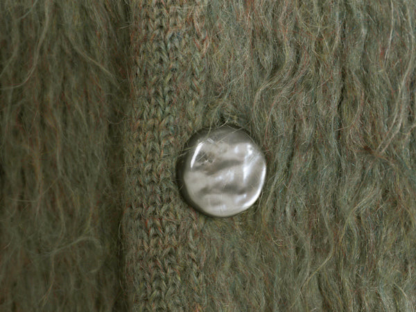 60s ★ ウール シャギー ニット カーディガン メンズ レディース S / 古着 ヴィンテージ セーター 毛長 前開き グランジ ポケット付き 無地