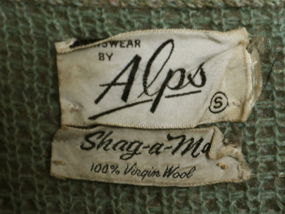 60s ★ ウール シャギー ニット カーディガン メンズ レディース S / 古着 ヴィンテージ セーター 毛長 前開き グランジ ポケット付き 無地