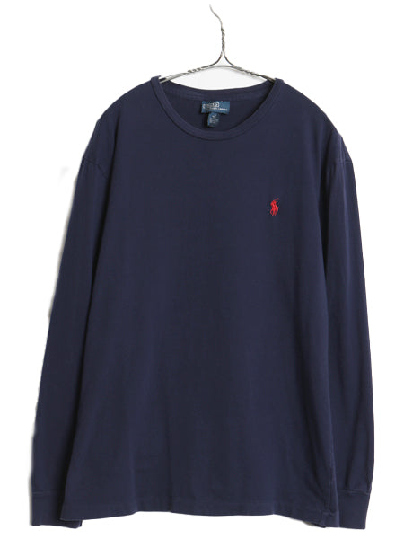 00s ポロ ラルフローレン 長袖 Tシャツ メンズ M / オールド ロンT ロングスリーブ コットン ワンポイント カットソー シングルステッチ 紺