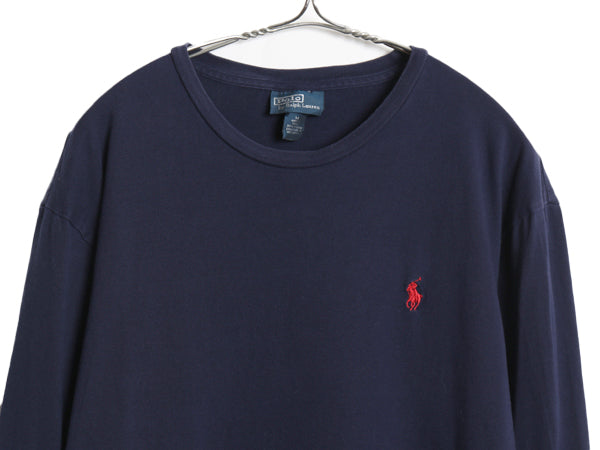 00s ポロ ラルフローレン 長袖 Tシャツ メンズ M / オールド ロンT ロングスリーブ コットン ワンポイント カットソー シングルステッチ 紺