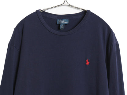 00s ポロ ラルフローレン 長袖 Tシャツ メンズ M / オールド ロンT ロングスリーブ コットン ワンポイント カットソー シングルステッチ 紺