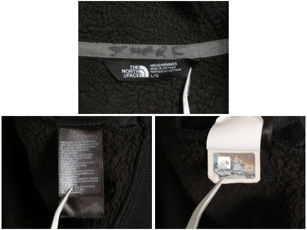 ノースフェイス 裏ボア フリース フルジップ スウェット フード パーカー メンズ L アウトドア パイル ジャケット ブルゾン ハイネック 黒